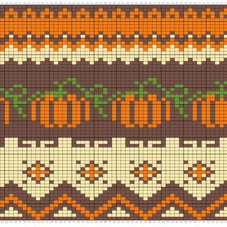 a knitted pattern with pumpkins on it Halloween Fair Isle Knitting Pattern Charts, Fall Knit Patterns, Fall Knitting Ideas, dim gray