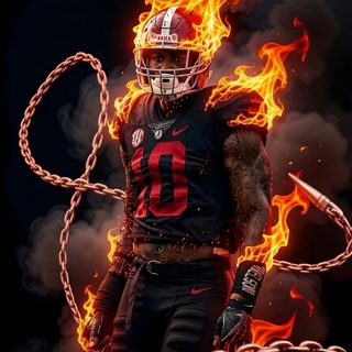 a football player with flames in the background Cool Halloween Football black