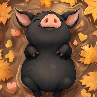 a pig is floating in the water surrounded by autumn leaves and falling leaves on the ground Cute Halloween Pig Cute Cartoon Pigs, Fall Animal, Cute Artwork, Autumn Animal Ideas, Cute Fall Animal, sienna