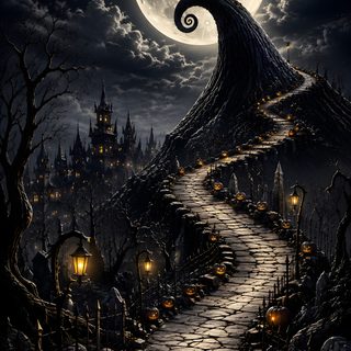 an image of a halloween scene with pumpkins Nightmare Before Christmas Halloween Town Haunted, Scary Halloween, Halloween Backgrounds, Ipad, black