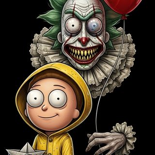 a cartoon character holding a red balloon Rick And Morty Halloween Image Rick Et Morty, Joker Rick And Morty, Rick And Morty Halloween, black