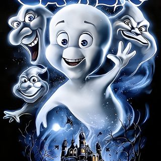 casper the ghost with his family in front of a castle Casper Halloween Casper Animated Film, Casper Halloween Movie, Casper Movie Poster, dark slate gray
