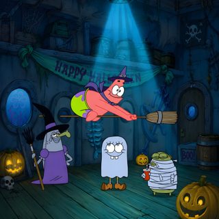 an animated halloween scene with pumpkins and witches Halloween Iphone Movies And Shows Live Photos, Spongebob Halloween, Vintage Halloween Backgrounds, black