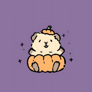an animal with a pumpkin on it's back sitting in front of a purple background Halloween Guinea Pig Halloween Guinea Pig, Fall Guinea Pig Art, Guinea Pig Icon, light slate gray