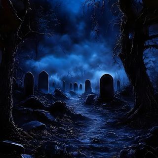 an image of a creepy graveyard at night with the full moon in the sky above Full Moon Halloween Skull Backgrounds, Dark Fantasy Scenery, Paranormal Backgrounds, Dark Graveyard, black