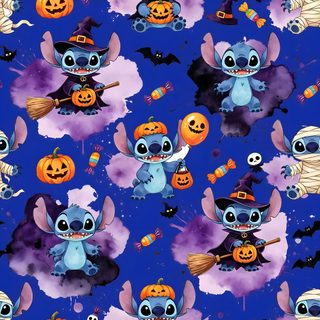 a blue background with lots of pumpkins and cute little stitchers in the sky Halloween Stitch Halloween Iphone Backgrounds, Halloween Backgrounds, Halloween Cute, dark slate blue