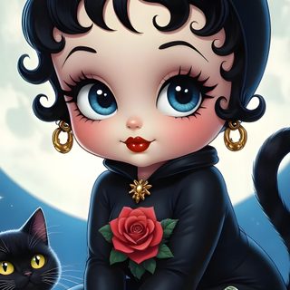 a black cat sitting next to a halloween pumpkin Betty Boop Halloween Happy Halloween Gif, Original Betty Boop, Betty Boop Halloween, dark slate gray