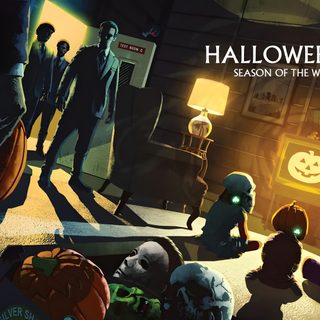 a group of people standing around a room filled with halloween decorations Halloween Iii Season Of The Witch Friday The 13th Desktop, Michael Myers Desktop, Halloween 3 Season Of The Witch, black