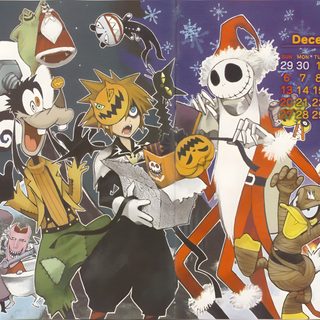 a calendar with cartoon characters on it Kingdom Hearts Halloween Kingdom Hearts Halloween Fanart, Kingdom Hearts Sora Nightmare Before Christmas, Halloween Town Sora Kh1, gray