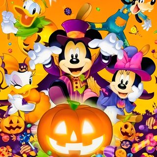 mickey mouse halloween wallpaper with pumpkins and other cartoon characters in the background, Mickey And Friends Halloween Backgrounds Halloween, Halloween Desktop, Disney Characters Christmas, chocolate
