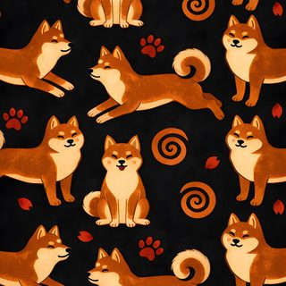 an orange and white dog pattern on a black background Shiba Inu Halloween Sloth, Desktop, Shiba Inu Apple Watch, Shiba Inu Cartoon, Phone, Cute Shiba Inu, black