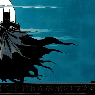 the dark knight is standing on top of a building in front of a full moon Batman Long Halloween Batman Aesthetic Pc, Batman Laptop Background, Batman Laptop, Batman Banner Gif, teal