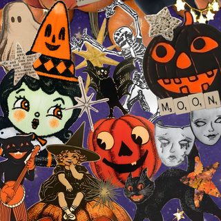 a collage of halloween stickers and pumpkins Johanna Parker Halloween Vintage Halloween, Halloween Vintage, Halloween Vintage Iphone, sienna