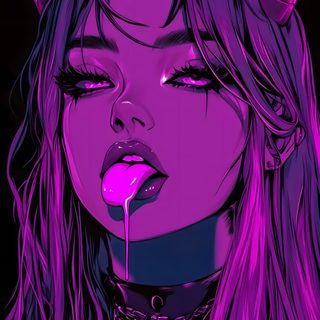 a drawing of a woman with horns on her head and tongue sticking out from her mouth Hot Halloween Dark Aesthetic Neon Art, Neon Art Aesthetic, Neon Art Drawing, Neon Aesthetic Art, midnight blue