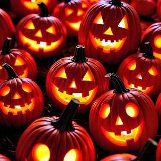 many carved pumpkins with glowing faces on them Scary Halloween Pumpkin Halloween Iphone Pumpkins, Orange Halloween, Halloween Background Orange Aesthetic, maroon