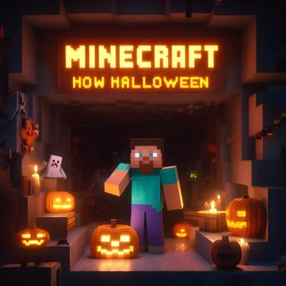 a minecraft halloween scene with pumpkins and candles Minecraft Halloween Minecraft Halloween, Minecraft Fall Aesthetic, Minecraft Fall Background, black