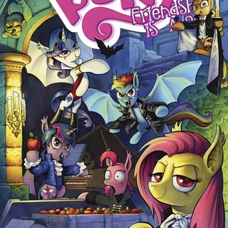 the cover to my little pony friend is, featuring an image of a group of cartoon characters My Little Pony Halloween My Lil Pony, Fun Comics, My Little Pony Comic, Comic Covers, Mlp Comics, dim gray