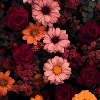 many different colored flowers are arranged together Halloween Flowers Burgundy Iphone, Pink Flower Tattoos, Bright Flowers, My Favorite Image, black