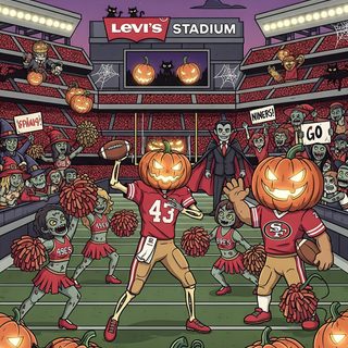 an image of a football game with pumpkins on the field Nfl Halloween Chiefs Pumpkin Painting, Chiefs Pumpkin, Kansas City Chiefs Pumpkin, dim gray