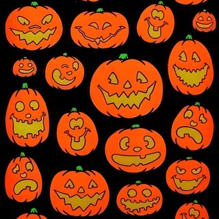 an image of pumpkins with different faces on them in orange and black colors, all lit up Nostalgic Halloween Old School Halloween Background, Retro Pumpkin, 80s Halloween, saddle brown