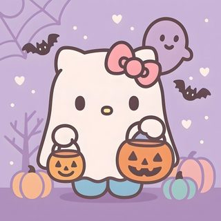 an image of hello kitty with pumpkins Kawaii Hello Kitty Cute Halloween Sanrio Halloween Icon, Halloween Pfps Sanrio, Hello Kitty Halloween Pfp, thistle