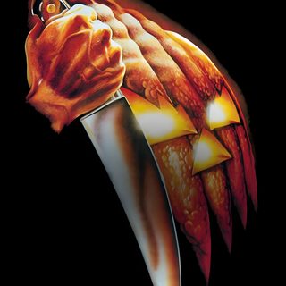 a painting of a hand holding a knife Halloween 1978 Iphone black