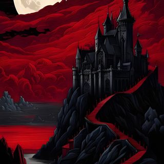 a castle in the sky with red clouds Dracula Halloween Madara, Castlevania, Goth, Gothic, Dark Fantasy Artwork, Art Gallery, black