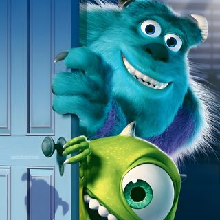 an image of monsters hanging on the door frame with caption that reads, what do you think? Monsters Inc Halloween Monsters Inc Iphone, Monsters Inc 4k, Monsters Ink, Monsters Inc, teal
