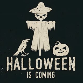 a black and white poster with an image of a scarecrow, pumpkins and a crow Cute Halloween Iphone Count Down Spooky Thanksgiving, Trick R Treat, Funny Halloween Iphone, black