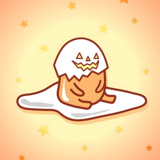 an egg is laying on the ground with its head in an egg shell, and stars around Gudetama Halloween Kitchen Remodel Design, Happy Holidays, Movies Showing, Hello Kitty, Kitty, navajo white
