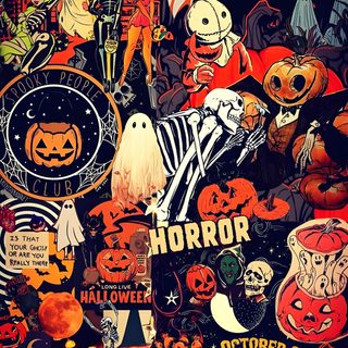 an assortment of halloween themed stickers on a black background, including pumpkins and ghostes Halloween Junk Halloween Lock Screens, Halloween Moodboard, Halloween Pumpkin, Halloween Collage, maroon