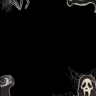 a black and white photo with lots of creepy faces on it's side, surrounded by spider webs Halloween Templates black