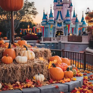 pumpkins and hay bales in front of cinderella's castle at disneyland world Magic Kingdom Halloween Disneyland Fall, Disney Fall Iphone, Disney Christmas Backgrounds, sienna