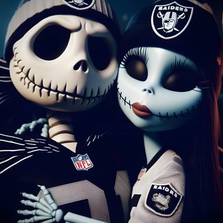 two people dressed up as jack and sally from the nightmare Raiders Halloween Raiders Stuff, Raiders, black