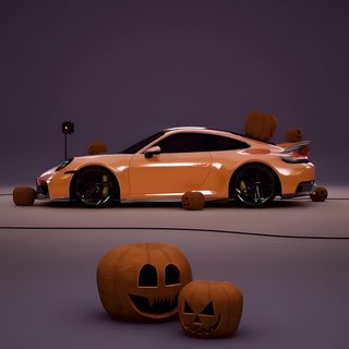 an orange car with two pumpkins on the ground Halloween Car Halloween Wishes, Porsche Cayenne, Car Design, Happy Halloween, Luxury Cars, dark slate gray