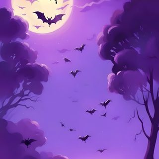 bats flying in the night sky over a fence Halloween Purple Bat Purple Background Halloween Art, Bat Backgrounds, Bat Background, slate blue