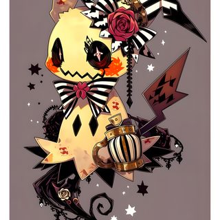 a drawing of a cat with a hat on it's head and stars around its neck Halloween Pokemon gray
