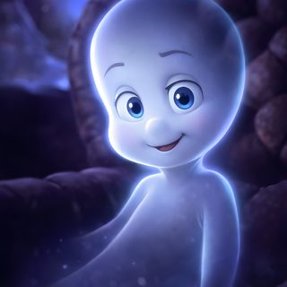 a cartoon character with blue eyes standing in the dark Casper Halloween Casper 3d, Ghost, Casper Cartoon, midnight blue