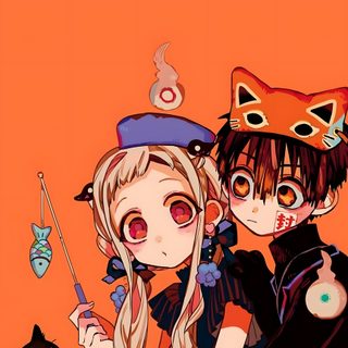 two anime characters standing next to each other with cats on their heads and one holding an umbrella Hanako Halloween Tbhk Christmas, Hanako Christmas, Toilet Bound Hanako Kun Christmas, Toilet Bound, tomato