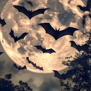 bats flying in front of a full moon Halloween Bat Moon And Bats, Moon Halloween, Bats Iphone, Halloween Bats, Halloween Moon, dim gray