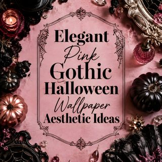 elegant pink gothic halloween wallpaper with black lace and roses on the bottom, surrounded by candles Gothic Halloween For Home saddle brown