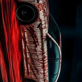 a car with red paint on it driving down the road Bmw Halloween Bmw M4 Red Eyes, Design, Bmw Blood, Bmw Horror, Bmw Series, Bmw M3, black