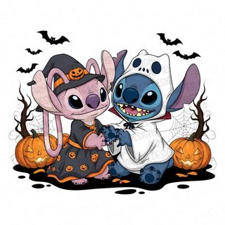 two cartoon characters in halloween costumes, one with a bat and the other wearing a pumpkin costume Stitch Halloween Costume Turkey Clip Art, Party Favors For Kids Birthday, Pumpkin Costume, white smoke