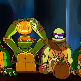 teenage mutant ninja turtles with pumpkins in their hands Tmnt Halloween Tmnt Halloween, Tmnt Halloween Pfp, Ninja Turtles Halloween, Tmnt Halloween Fanart, black