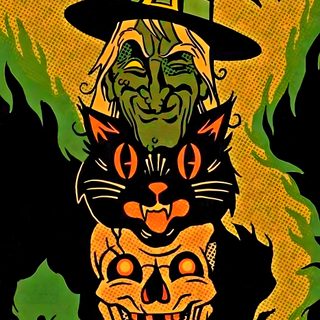 an image of halloween pumpkins and witches Old School Halloween Halloween Art, Halloween Artwork, Horror Artwork, Vintage Halloween Images, black