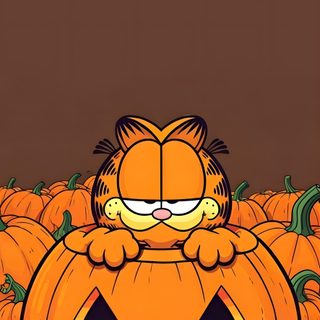 an orange pumpkin with a cat on it Halloween Garfield Halloween Door Decorations Classroom, Garfield Halloween, Garfield, dark olive green