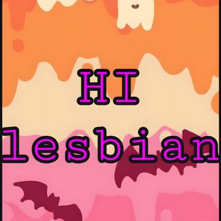 an animated halloween theme with the words hi lesbiean written in pink and orange Lesbian Halloween tomato