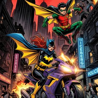 batman and robin wayne riding on a motorcycle in the middle of a city at night Dc Comics Halloween Robin Comics, Batgirl And Robin, Space Ghost, Marvel And Dc Characters, dark slate gray