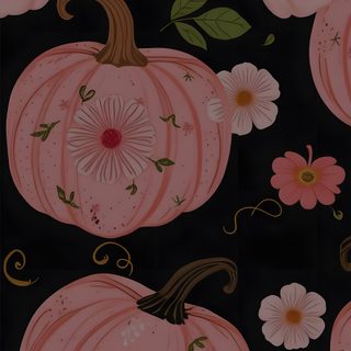 a black background with pink pumpkins and flowers Halloween Peach Springoween, Phone Homescreen, Pink Fall, Halloween Backgrounds, saddle brown