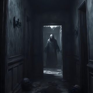 a dark hallway with an open door leading to another room Horror Background With Scary Monster Halloween Spooky Dark Creepy Hallway, Dark Hall, Scary Dark Entrance, black